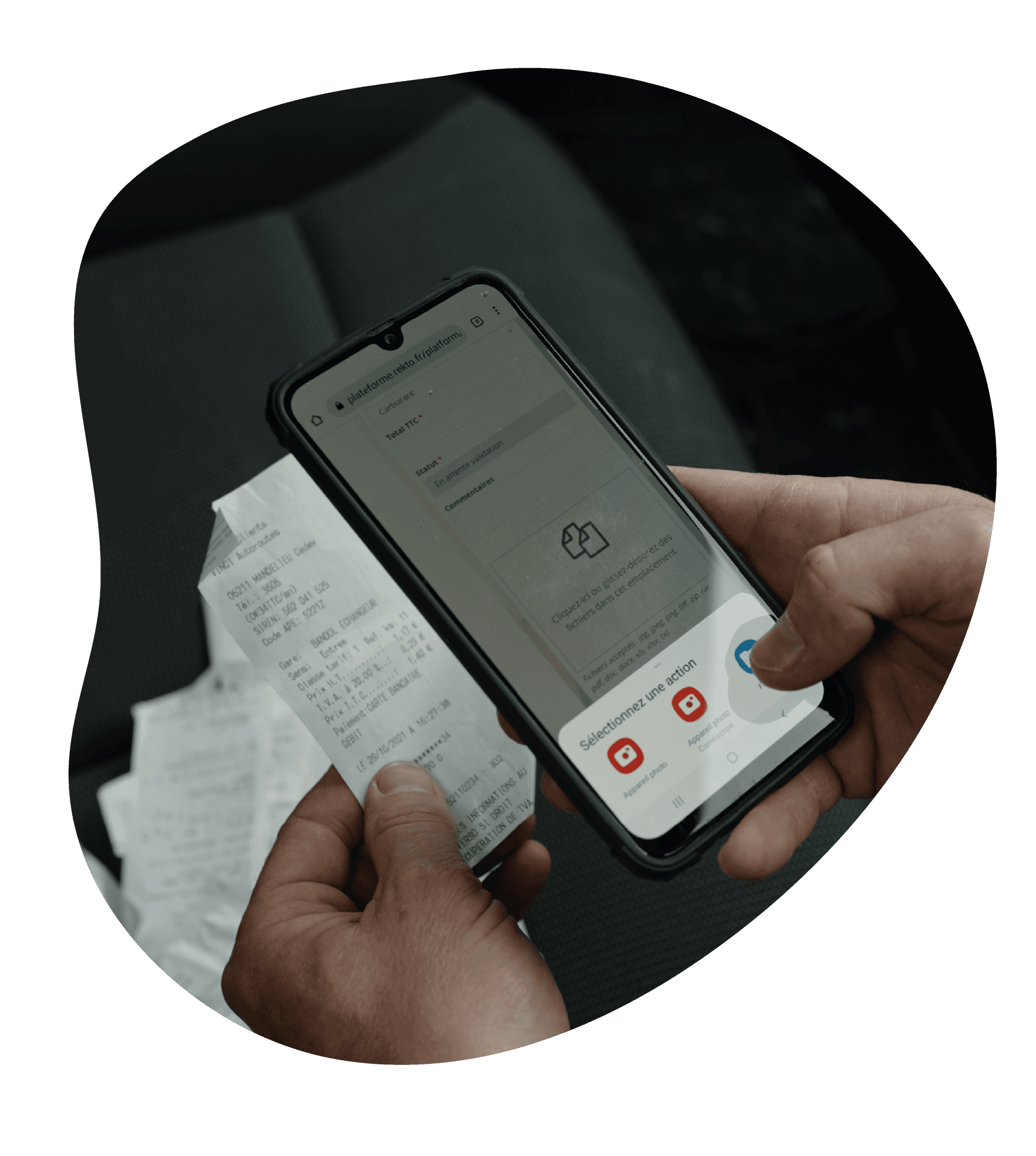 Note de frais photographiée avec Rekapp